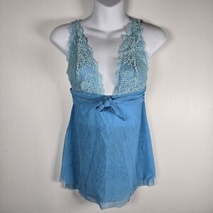 Victoria's Secret Women's Turquoise Blue Lace Camisole Lingerie Size Small